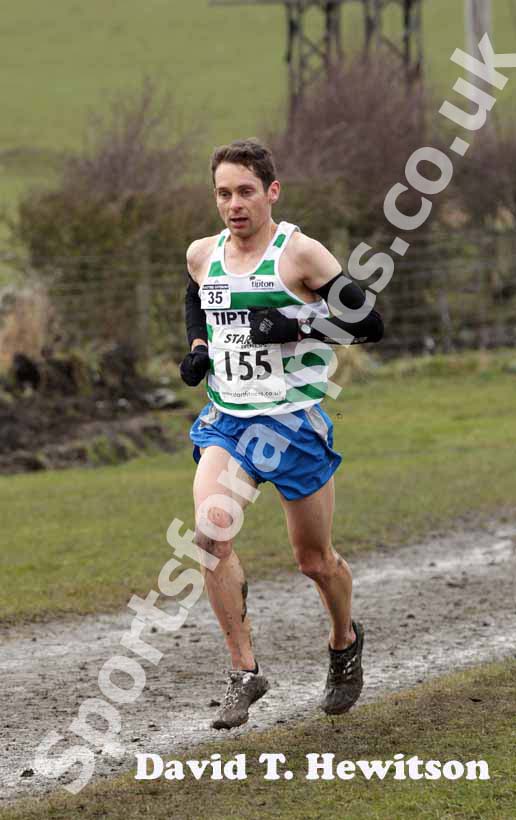 Philip Hinch (Tipton Harriers)on his way to winning 35-39, male 35-64 BMAF Cross Country, Herrington, Sunderland.